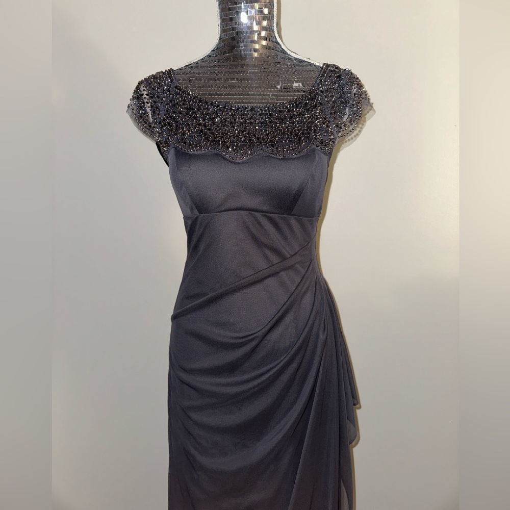 Formal Full-Length Gown Beaded Cap Sleeve